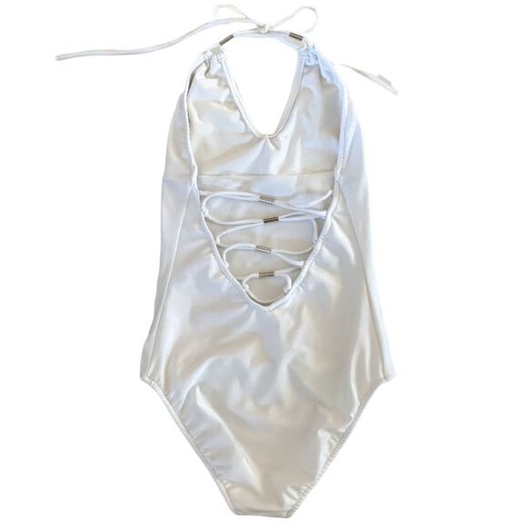 Venus Strappy Back White One Piece Swimsuit - Picture 2 of 10